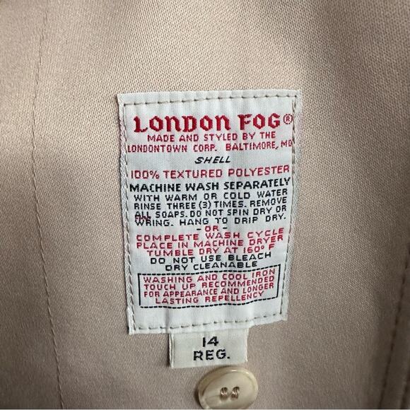 London Fog Vintage Tan Long Trench Coat Removable Lining Womens Large - Picture 9 of 10